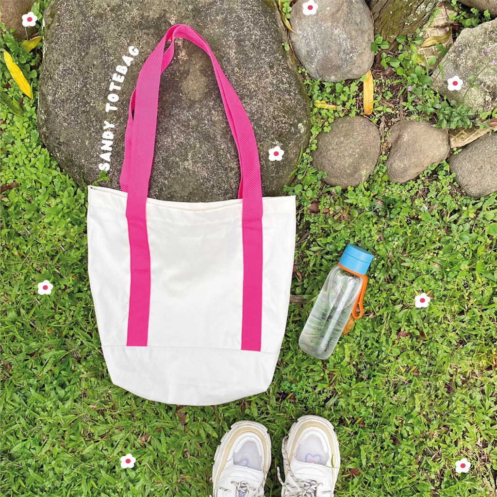 SANDY Totebag Kanvas Polos Tas Lucu Wanita Pria Remaja Korean Style By Chikoisme (RSL) NR