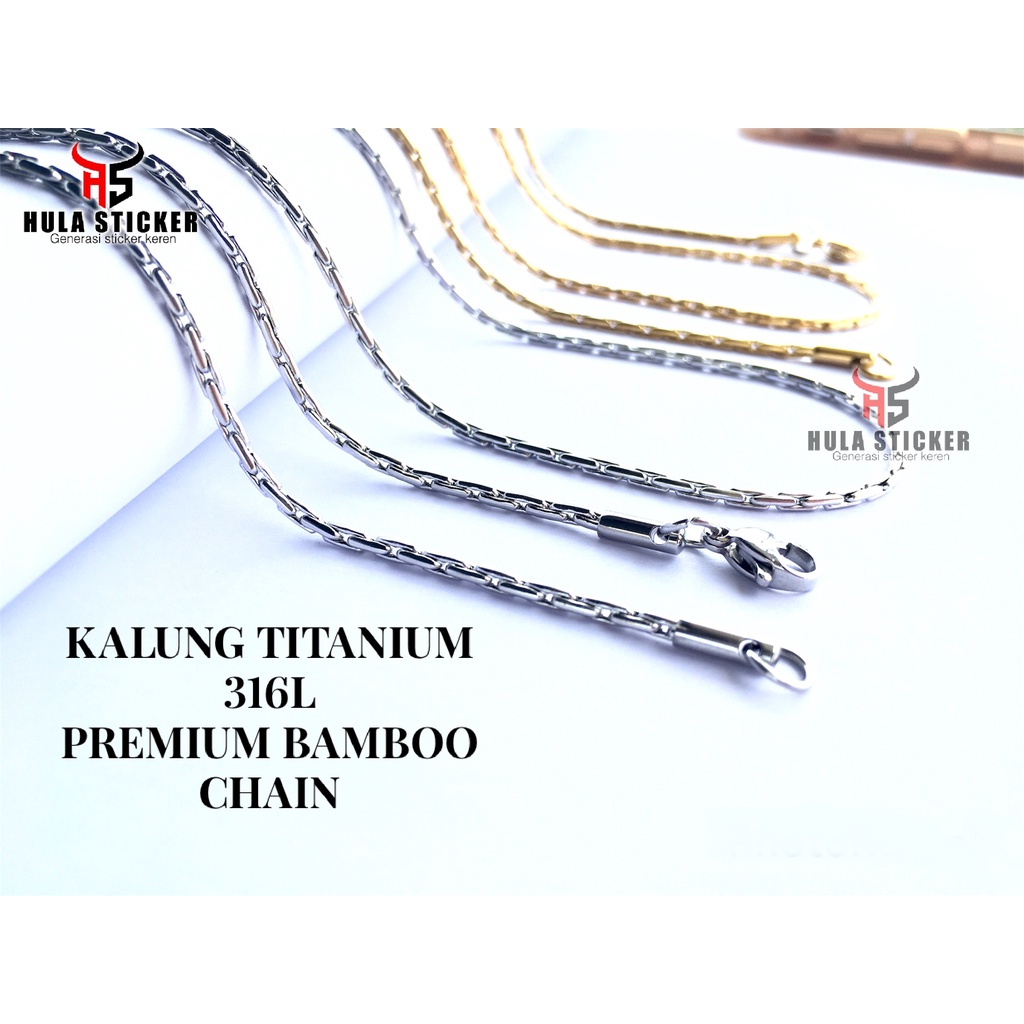 Kalung Rantai Titanium ROLO BAMBU Chain Premium Stainless Anti Karat Pria Wanita / Kalung Rantai MCI