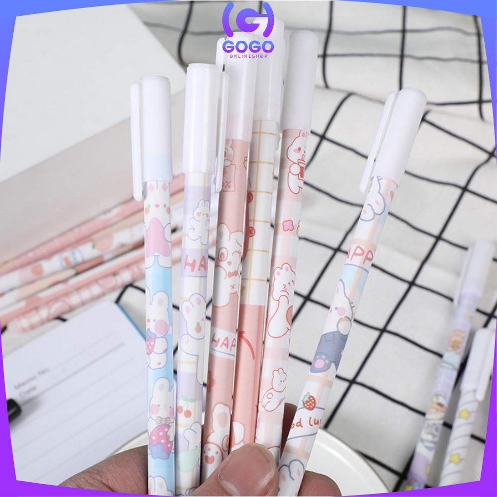 GOGO-A42 Pulpen Gel Hapus Karakter Animal isi 6 pcs / Pulpen Erasable / Bolpoin Tinta Bisa Di Hapus Alat Tulis Sekolah