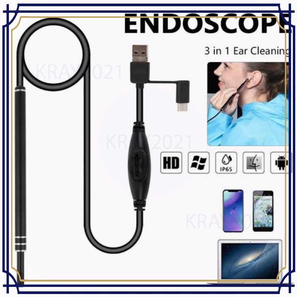 TaffOmicron 3 in 1 Kamera Endoscope HD Visual USB Earpick 6LED - JC-7MM