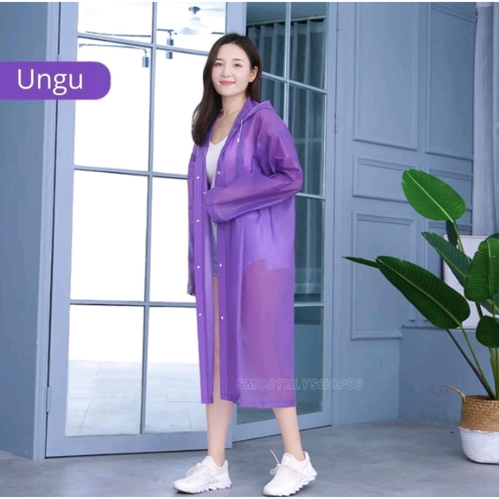 Jas Hujan Transparan Korea Poncho EVA Transparent Raincoat