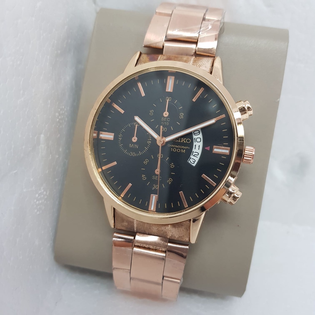 BEST SELLER JAM TANGAN PRIA SEIKO G35 TALI RANTAI CHRONO HIASAN TANGGAL AKTIF DM 4.0CM FREE BOX &amp; BATERAI || JAM TANGAN FASHION PRIA JAM TANGAN COWOK MURAH