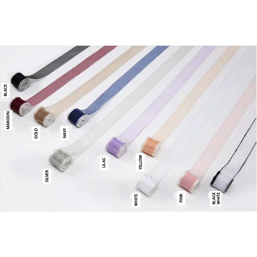 

COLOR THIN TRANSPARENT BORDERED RIBBON / Pita Kado Hampers Bouquet Transparent 2.5CM (PER METER)