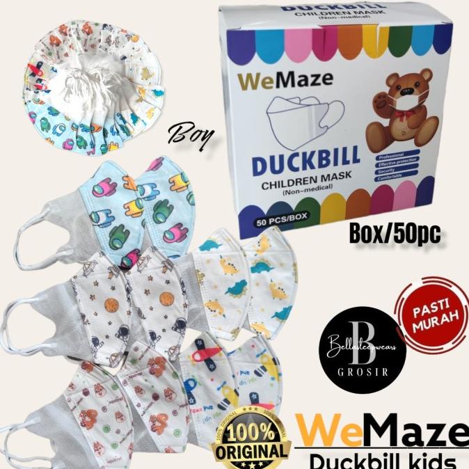 WEMAZE KIDS DUCKBILL MOTIF - MASKER DUCKBILL ANAK 3PLY WEMASK ISI 50 t-bellasleepwears Kualitas Baik