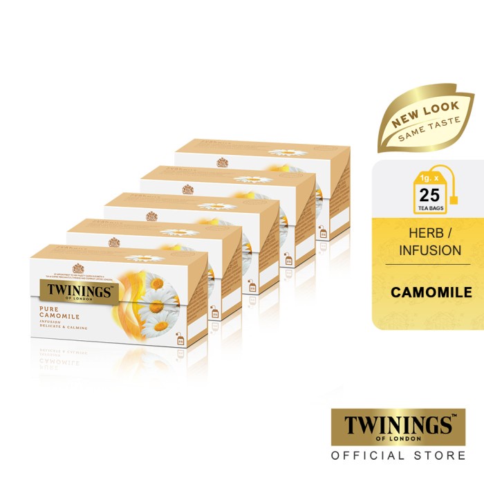 

TWININGS PAKET BUNDLE SET 5 TEH CELUP PURE CAMOMILE 25X1GR