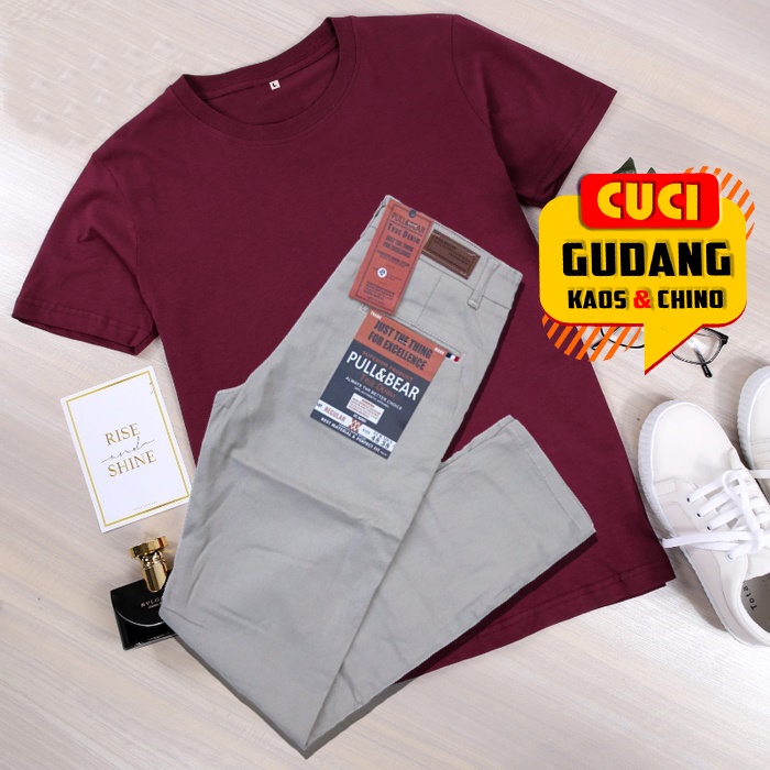 Celana Chino Setelan Pria Kaos &amp; Celana panjang pria Chino Celana Kerja Formal Kantor Celana chino