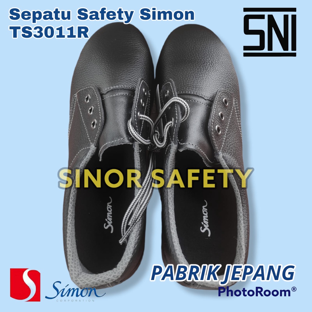 Sepatu Safety SIMON TS3011R Steel Toe Cap Safety Shoes Kulit Sapi Kualitas Jepang