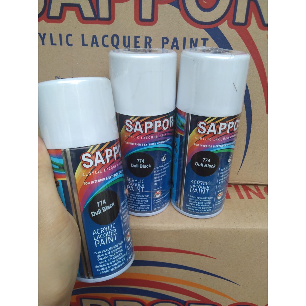 saporo acrylic lacquer paint pilok pilox cat spray sapporo 150ml saporo 774 dull black 150ml hitam doff black dof