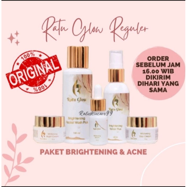 RATU GLOW SKINCARE BPOM/PAKET SKINCARE/PEMUTIH WAJAH GLOWING KRIM PEMUTIH WAJAH AMPUH SKINCARE