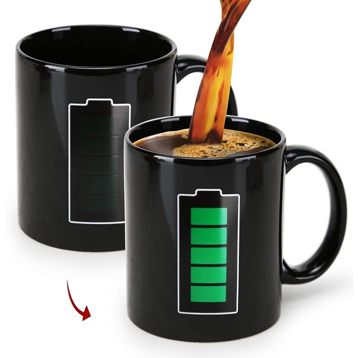 Magic Mug Gelas Cangkir Keramik Ajaib Berubah Warna Suhu Baterai 400ml