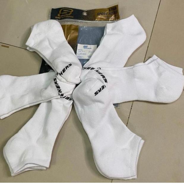 kaos kaki skechers original 6 pasang - Putih, low cut