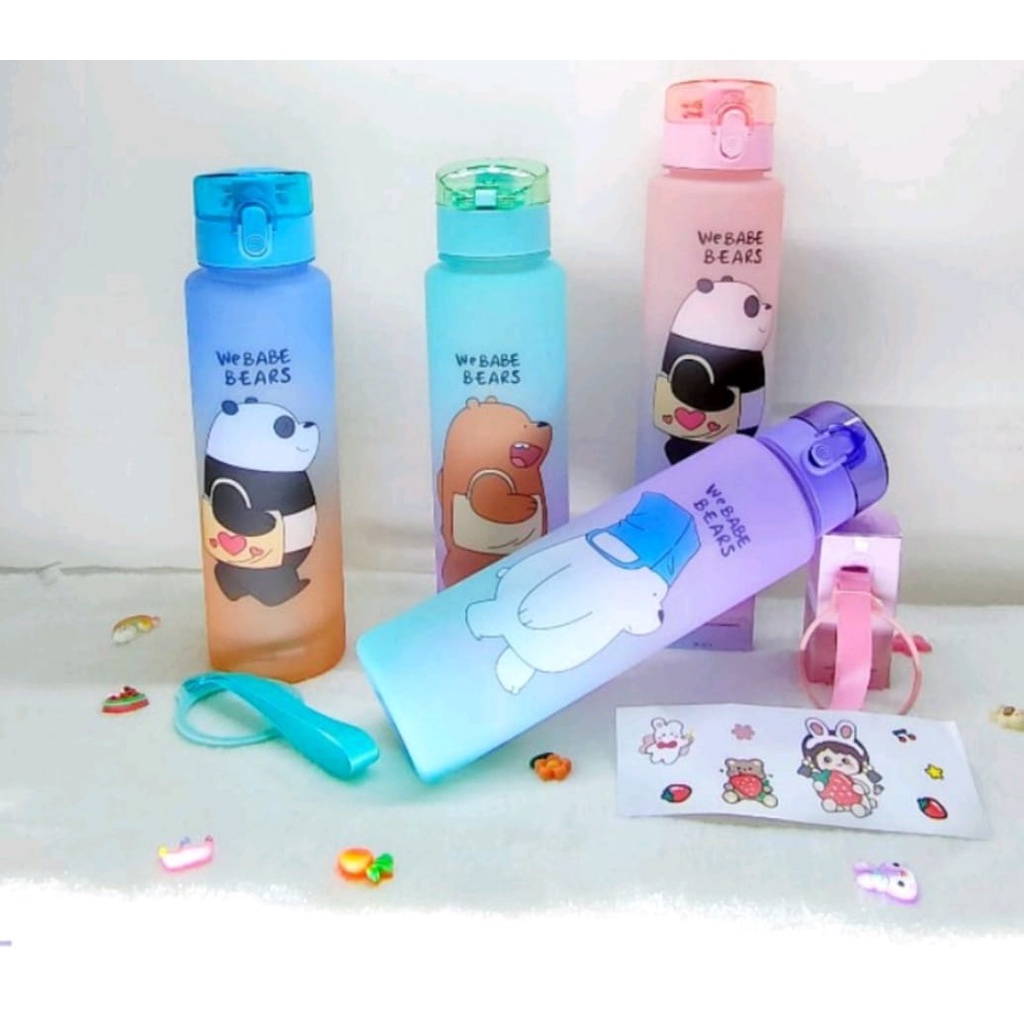 Botol Minum Motivasi We Babe Bears 2in1 2L &amp; 800ML Free Sticker 2D&amp;3D BPA FREE- Botol Food Grade Bebas BPA Anti Bocor Awet Tahan Lama We Babe Bears Dengan Penanda Waktu