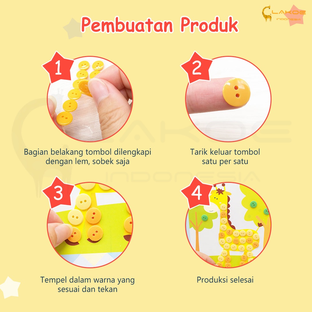 LAKOE Diy Button Painting Tempel Kancing Mainan Edukasi Anak