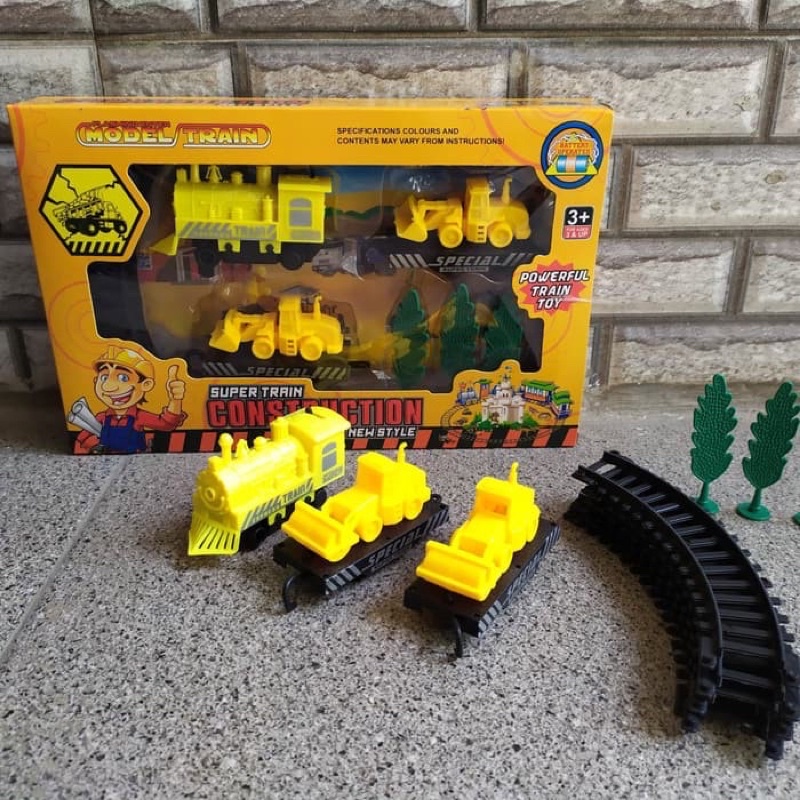 Mainan Kereta Api Konstruksi Truk Construction Super Train Rel Gerbong Pohon