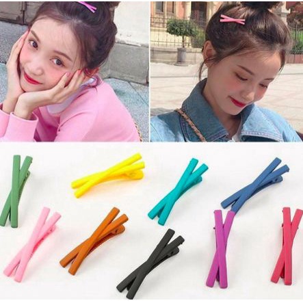 Jepitan Rambut Wanita Model Silang X / Jepitan Poni X Matte Warna Warni / Hair Pin Cross Aksesoris Fashion Wanita Anak Clip Pita [MF]