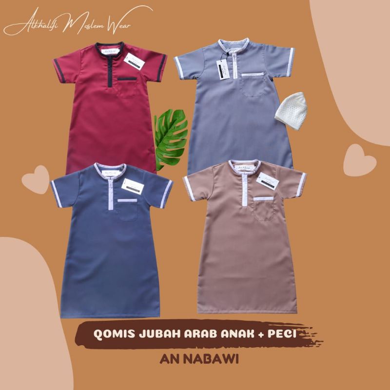 GROSIR MIN 20PCS - MIX MODEL DAN WARNA QOMIS JUBAH ARAB ANAK Premium Quality By Alkhalifi Moslem Wear