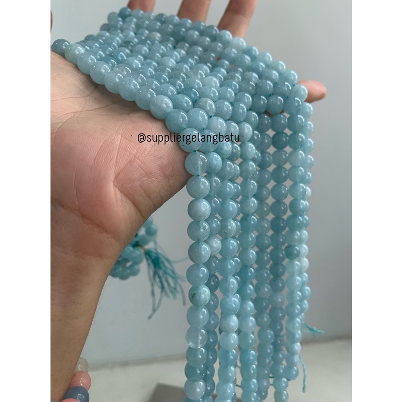 bahan batu kuarsa biru moss blue quartz 8mm healing yoga therapy craft