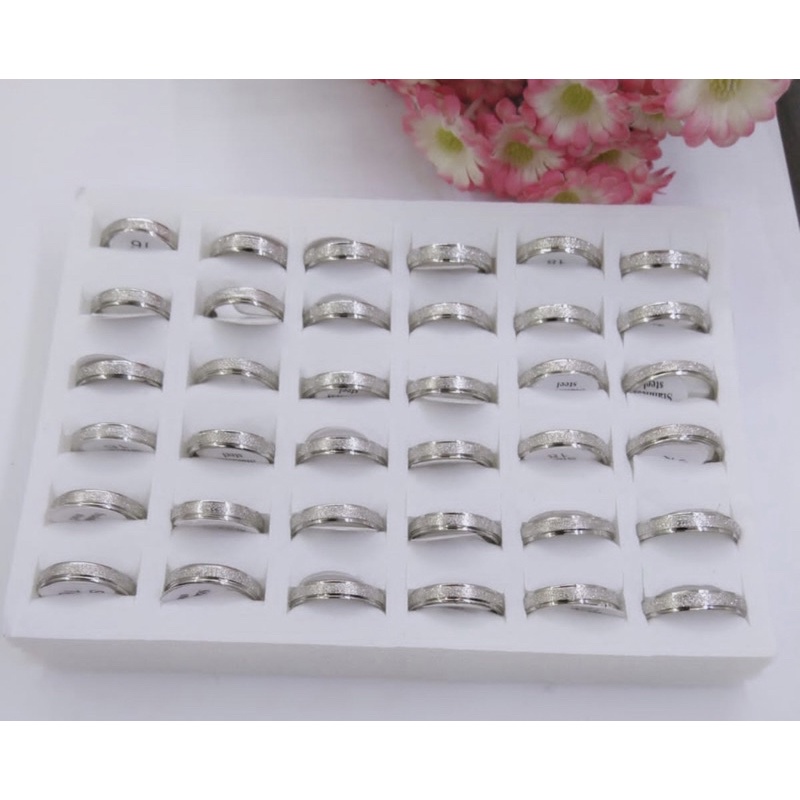 CINCIN PASIR SILVER TITANIUM 1 BOX ISI 36 PCS UKURAN 16 SAMPAI 19 SSTB DUNIAGELANG.ID