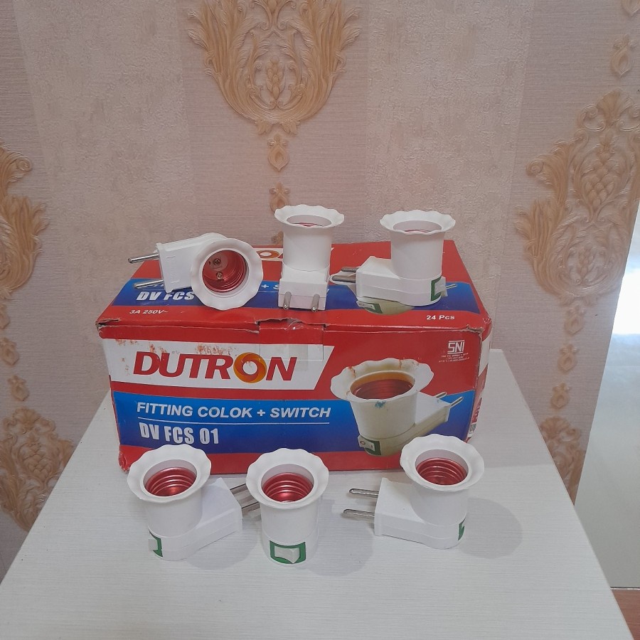 FITTING COLOK DENGAN SAKLAR ENTER with 2pin plug  WARNA PUTIH