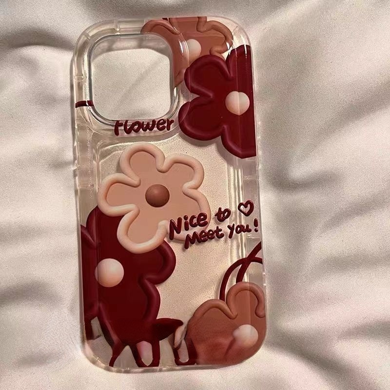 Case Desain Lukisan Minyak Bunga Warna Merah Wine Untuk IPhone 12 13 14 11 Pro Max X Xs Max Xr Gffd