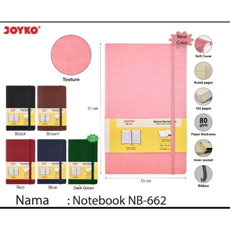 

POCKET SOFTCOVER NOTEBOOK A6 | JOYKO NB-662 | DIARY | BUKU CATATAN BERGARIS | 192 hal | 80 gsm