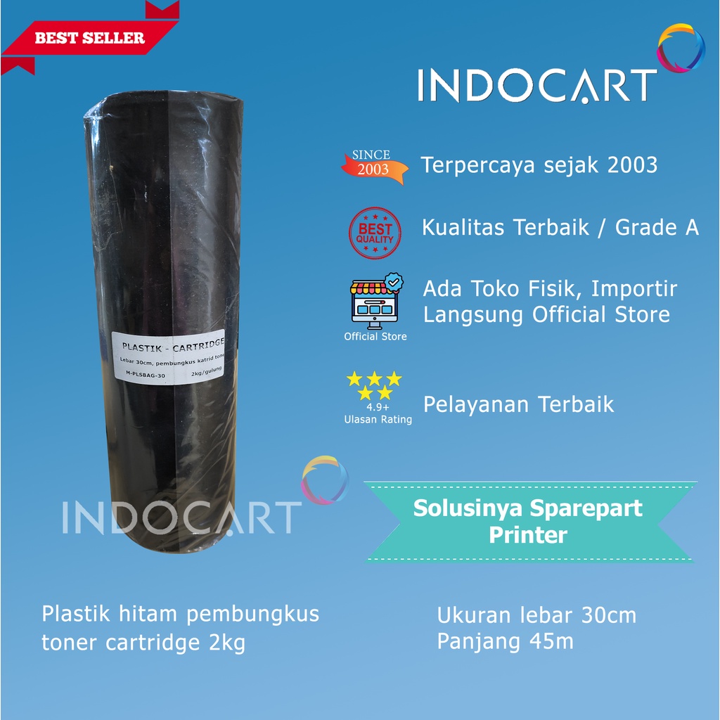 Plastik hitam-lebar 30cm-pembungkus toner cartridge-2kg-45m