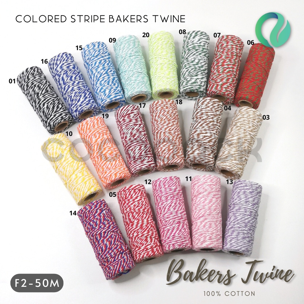Bakers Twine Benang Ikat Katun Hias Tali Warna 2mm 50M