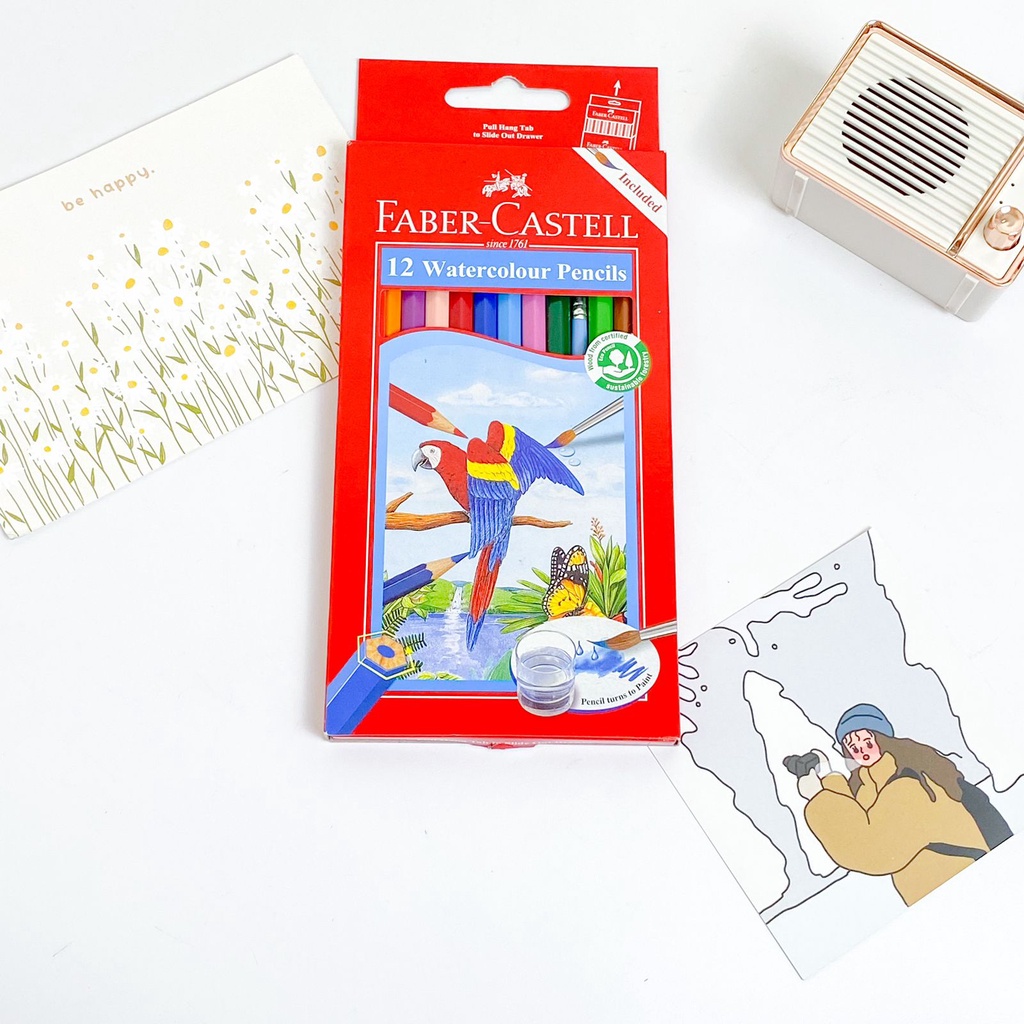 

WATERCOLOUR PENCIL 12 PCS / PENSIL WARNA FABBER CASTELL FREE KUAS / COCOK UNTUK KALIAN YANG SUKA MEWARNAI BISA COD