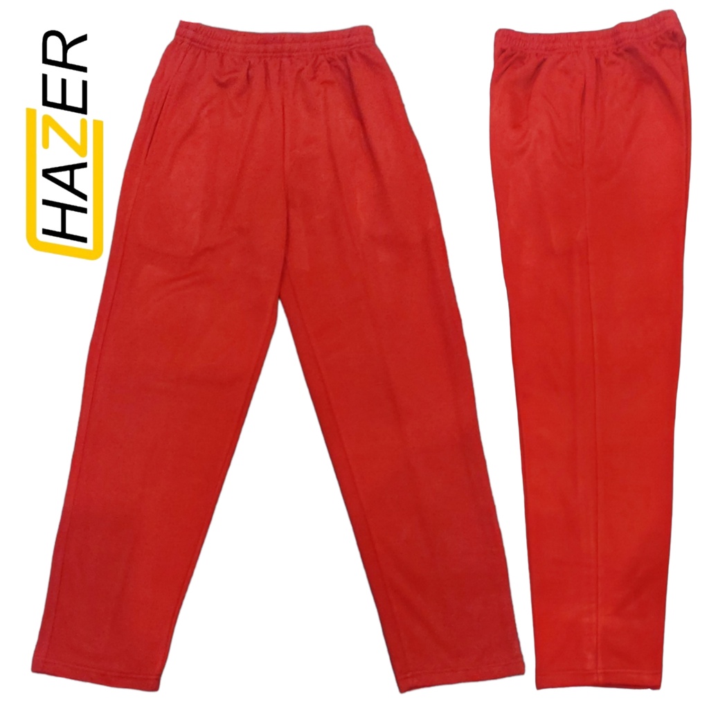 Celana Training Polos Merah Track Pants Gym Pria Wanita Chazer