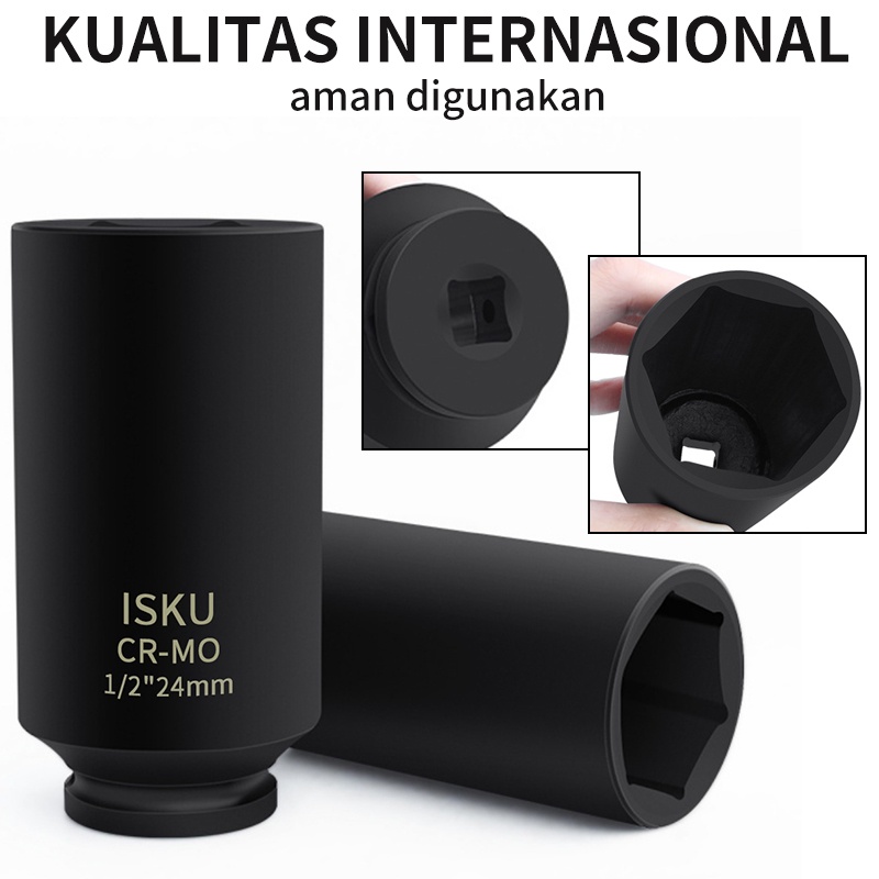Isku Impact Socket Set 10Pcs/ Drive Deep Impact Socket Set 10Pcs/Kunci Shock /Mata Shock Impact