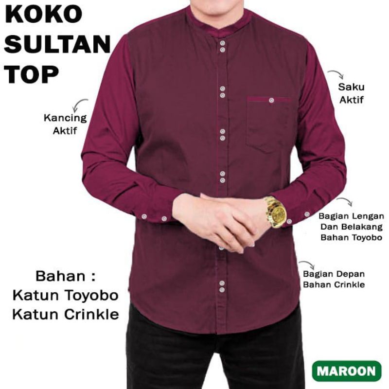 BAJU PRIA MUSLIM BIG SIZE SULTAN TOP KOKO PRIA JUMBO SIZE KOKO LENGAN PANJANG KOKO TOYOBO MIX CRINKL