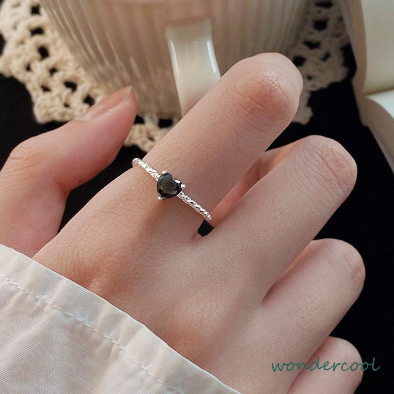 Cincin Hitam Cinta Adjustable Korea Fahion Retro Cincin Jari Untuk Wanita-Won