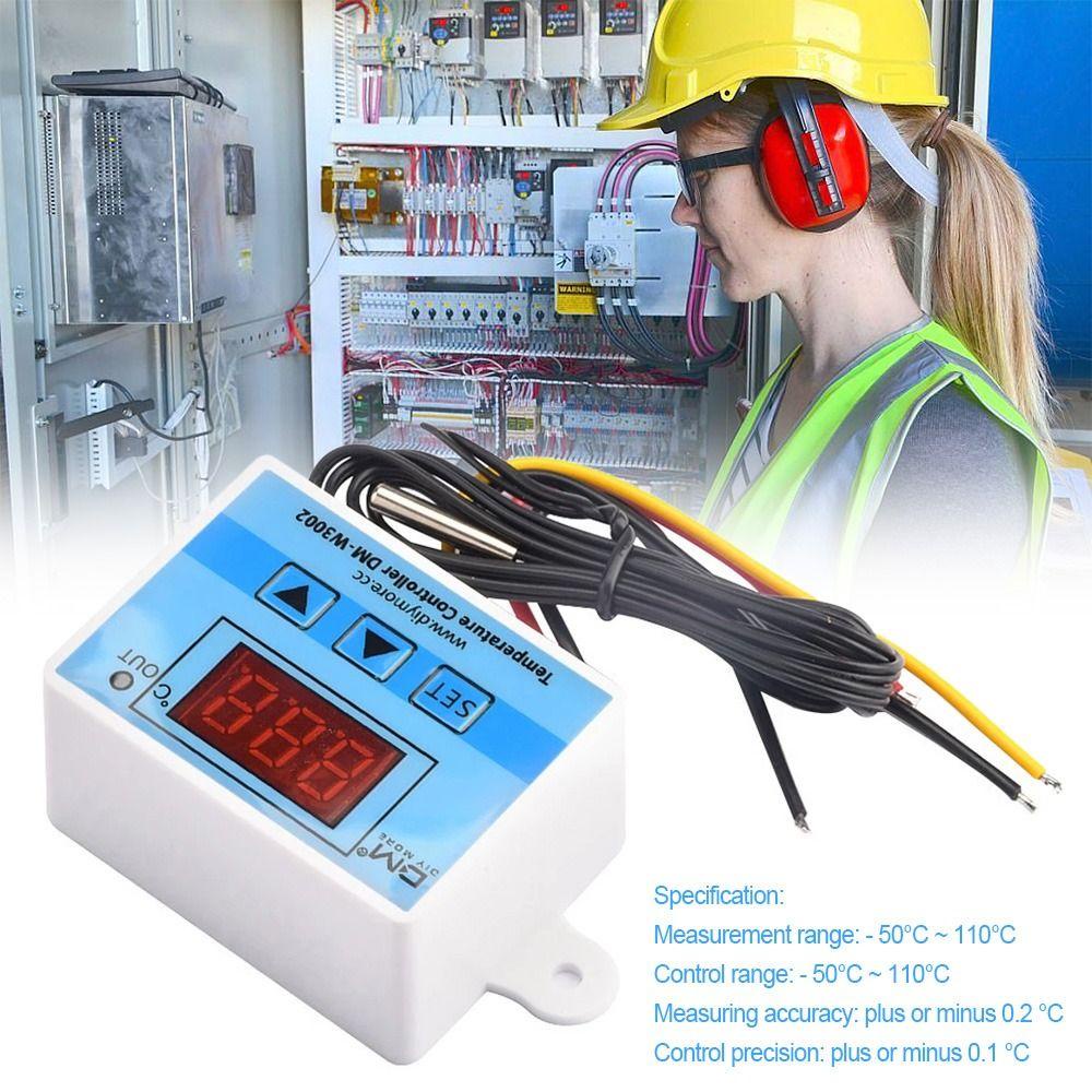 POPULAR Populer Termostat Suhu Digital Thermostat Control Switch Dengan Probe 10A 12V 24V 110V 220V Modul Termostat