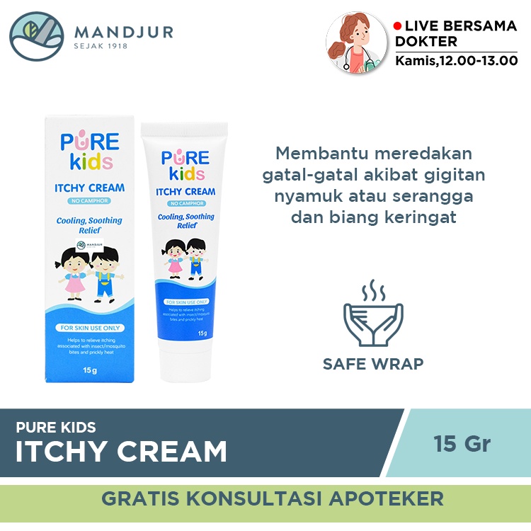 PURE KIDS ITCHY CREAM 15 GRAM - PEREDA GATAL DAN BIANG KERINGAT ANAK