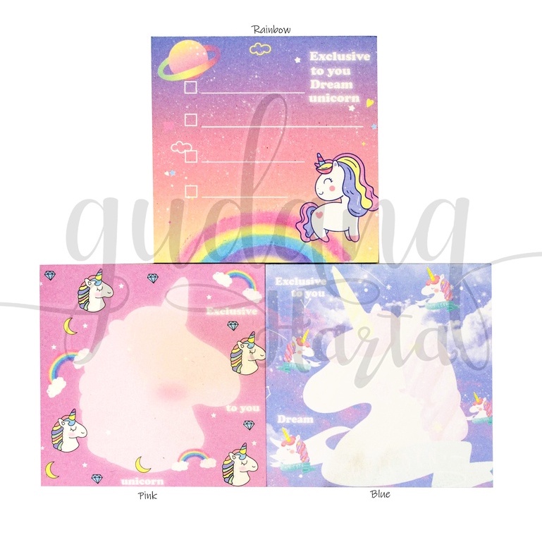 Memo Unicorn Rainbow Memopad Motif Kuda Pelangi Simple DIY GH 301490