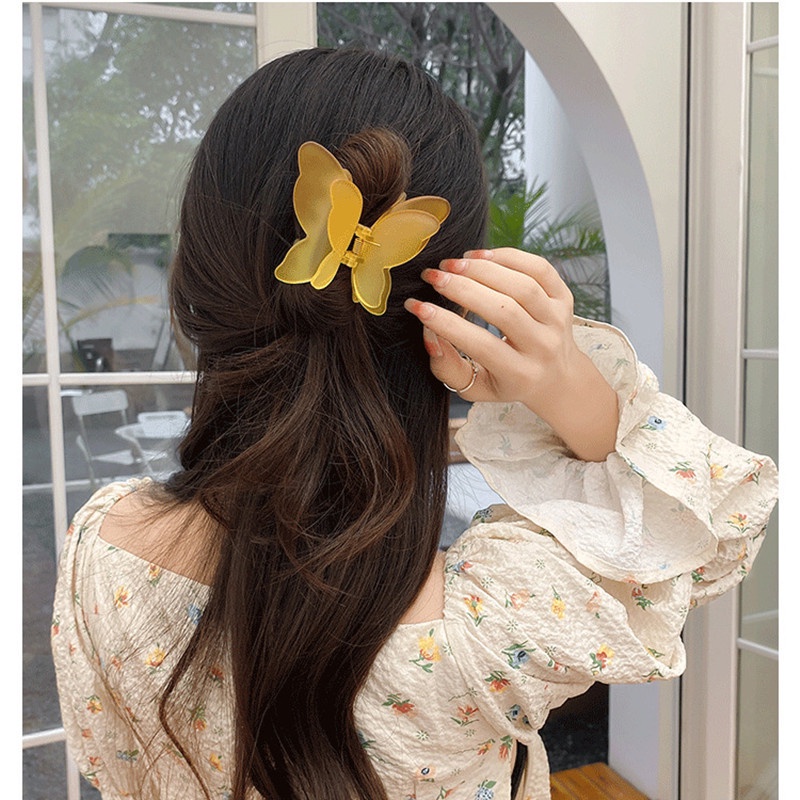 Jepit Rambut Model Butterfly Claw Warna Gradasi Gaya Korea Untuk Wanita