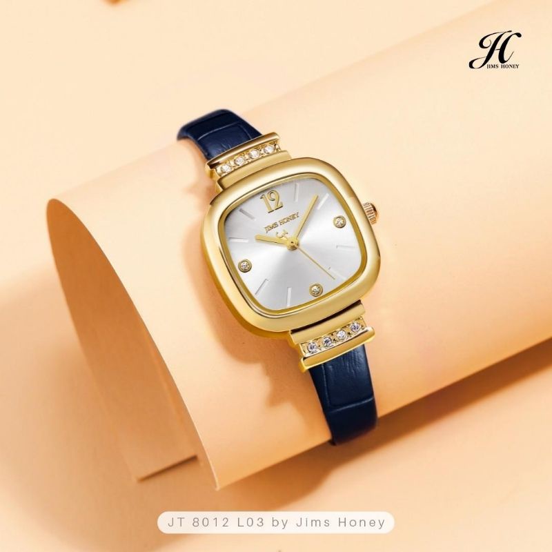 JIMS HONEY 8012 ORI JAM TANGAN KULIT WANITA ANTI AIR ANALOG STAINLESS QUARTZ WATCH BOX FASHION CEWEK KOREA