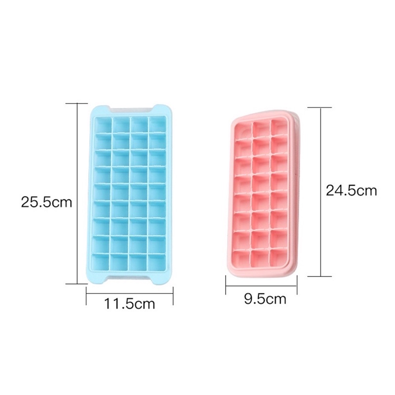 (clashop)Alat Cetak Es Batu Pudding Sekat Silikon Kotak Anti Pecah Ice Cube Dengan Tutup