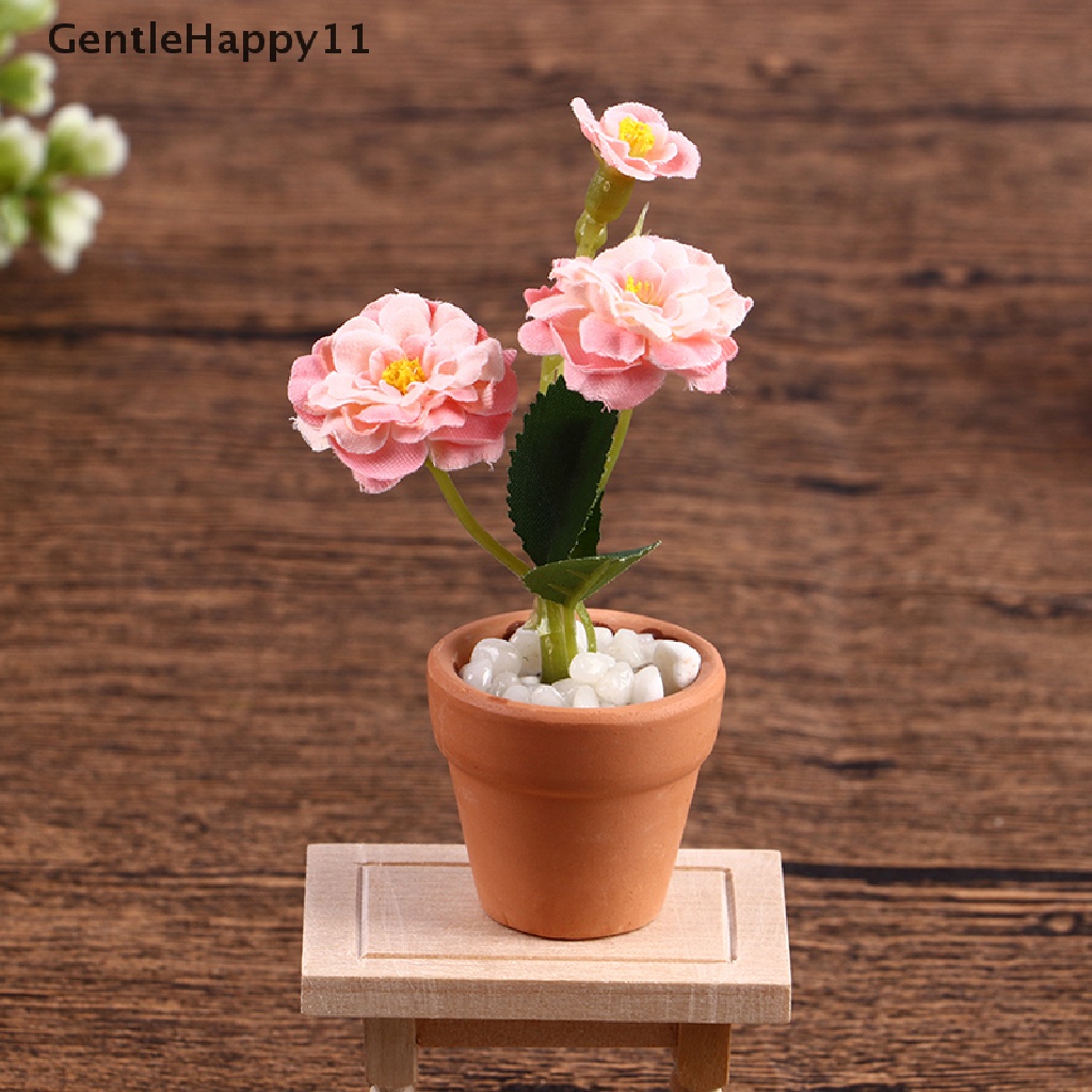 Gentlehappy Mainan Miniatur Pot Bunga Mawar Skala 1: 12 Untuk Dekorasi Rumah Boneka