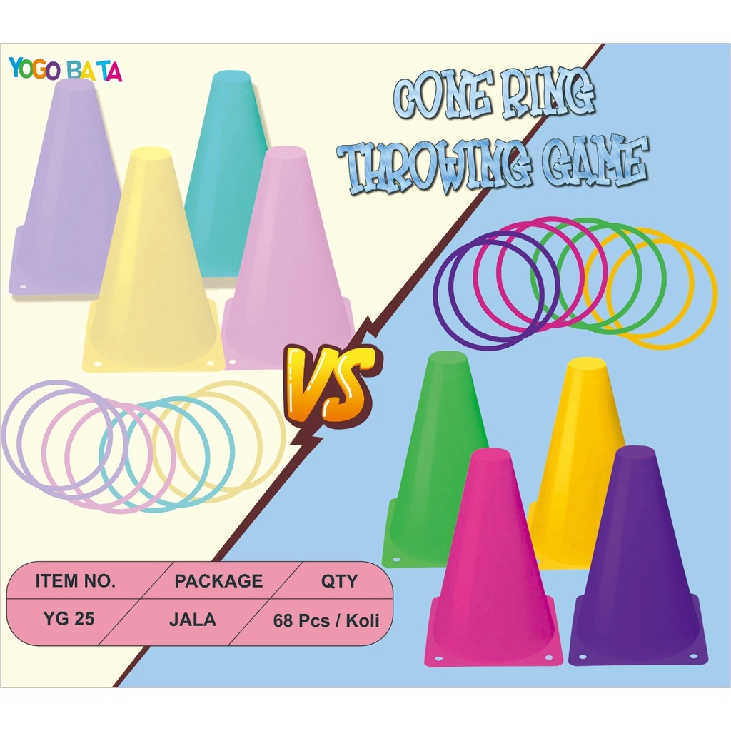 YG 25 MAINAN ANAK EDUKASI CONE RING THROWING GAME (JALA) / MAINAN LEMBAR RING YOGO BATA