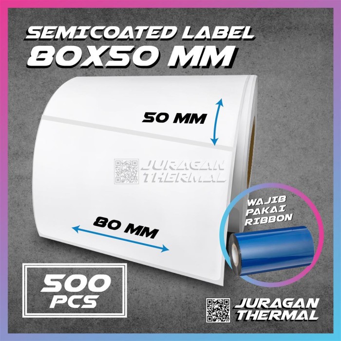 Barcode Label Stiker Barcode 80 X 50 Kertas Sticker Label Semicoated 80X50 Mm