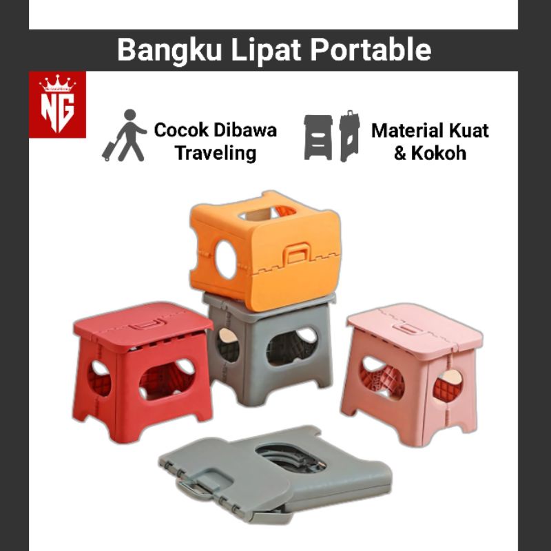 Japanese Style Folding Chair Tempat Kursi Bangku Duduk Jongkok Plastik Mini Lipat Portable Kecil Cut