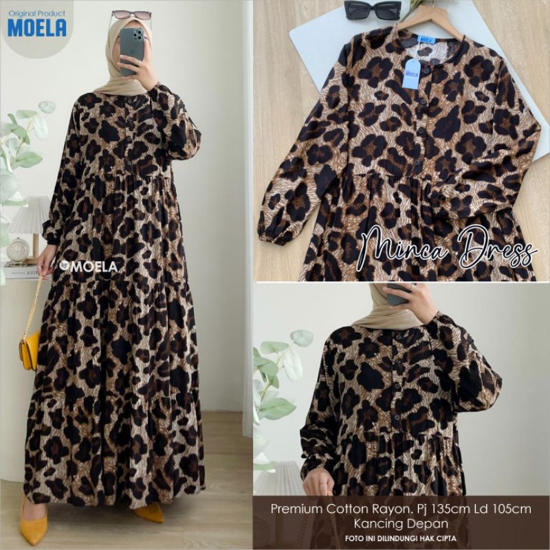 Minca Dress motif macan Matt Cotton Rayon Premium