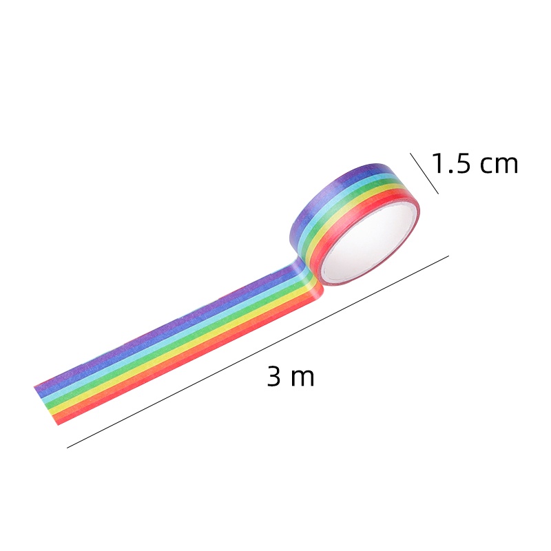 Tape / Selotip Washi 3 Meter Warna Pelangi Untuk Dekorasi DIY