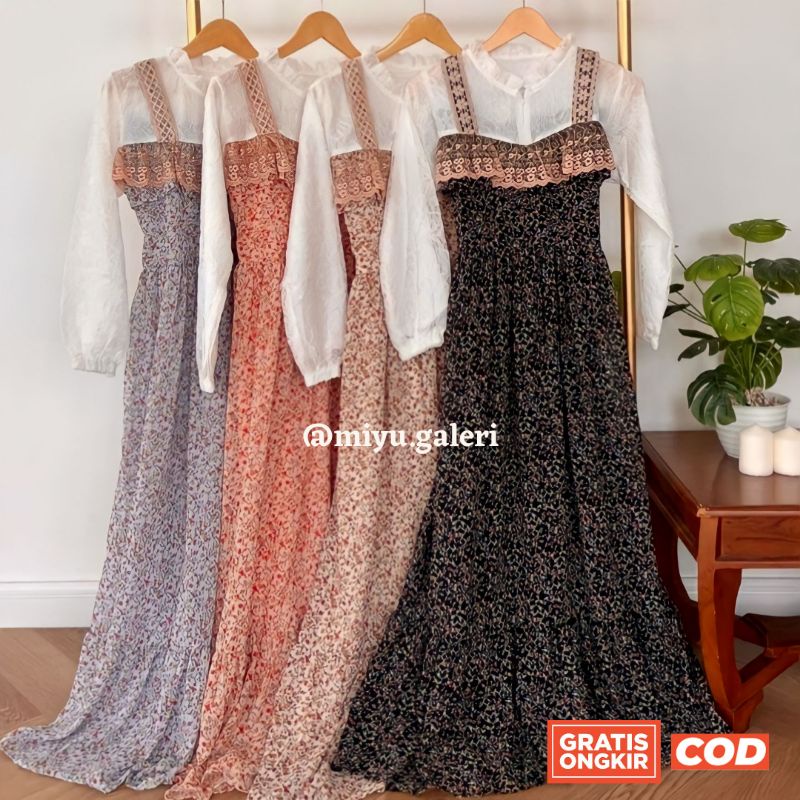 Overall Dress Ceruty Premium mix Brukat Premium Terbaru Renda Lace Gold Ceruti Premium mix Brukat Pr