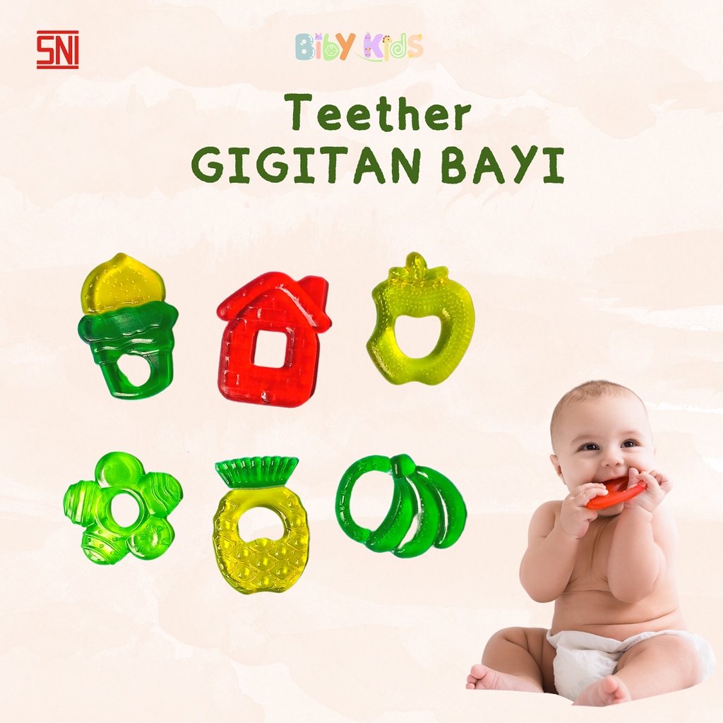 Gigitan Bayi Teether Silicon Lembut 0-6 Bulan Buah Mainan Baby Newborn Murah Aksesoris Bayi Lucu