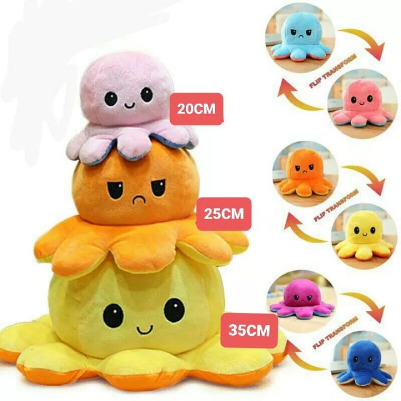 Boneka Gurita cumi Octopus Doll JUMBO Berubah Bolak Balik Ekspresi