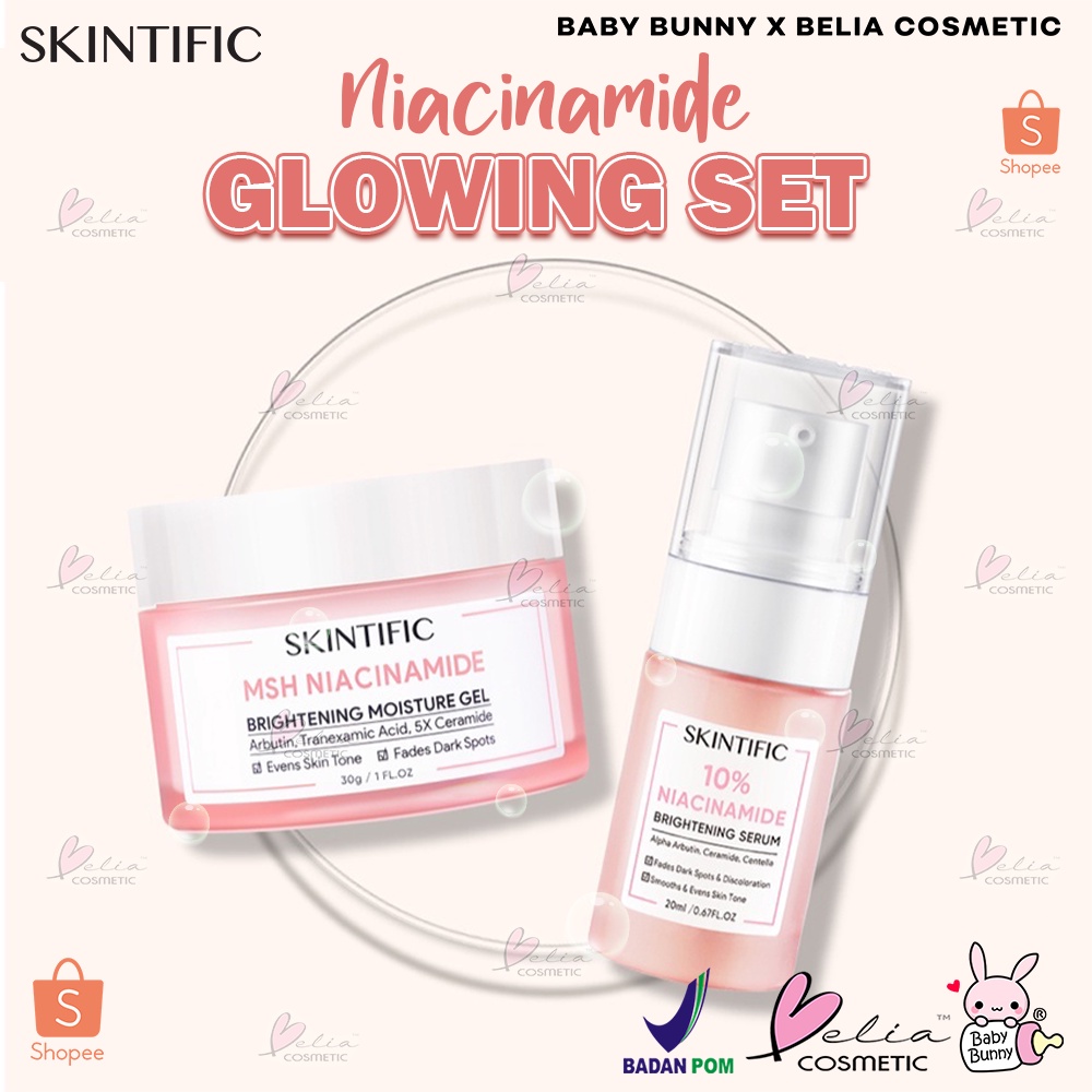 ❤ BELIA ❤ SKINTIFIC MSH Niacinamide | 10% Niacinamide Serum | Moisture Gel | Brightening | Basic Glowing Series | BPOM