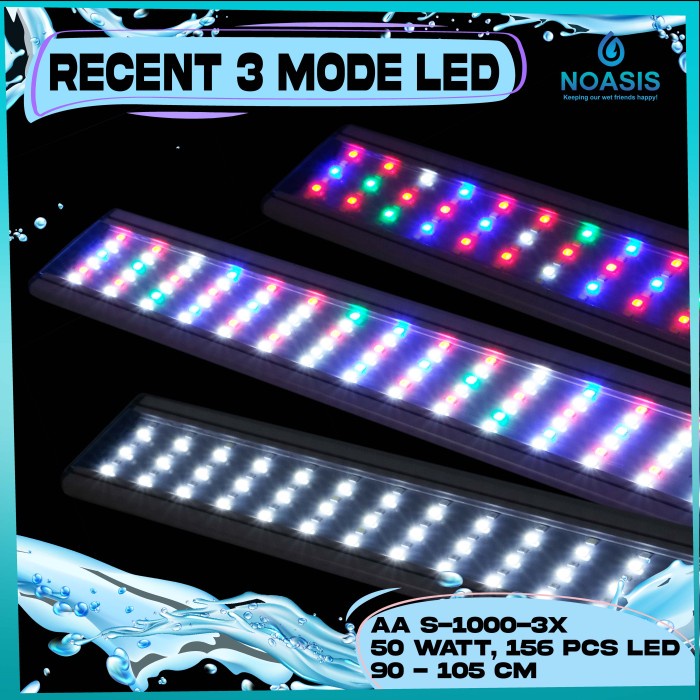 LAMPU LED RECENT AA S1000 3 MODE S-1000 50W 90-105 CM AQUARIUM AQUASCA