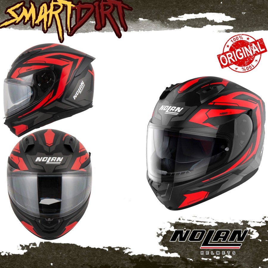 HELM NOLAN N60.6 ANCHOR 22 FLAT BLACK RED HELM FULL FACE 22 ORI